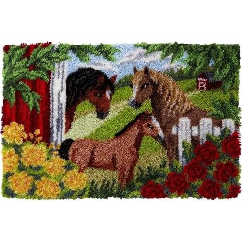 Large Latch Hook Kits for Adults Rug 3D Tapestry Yarn Needlework Cushion Making Crafts Pre-printed Pattern on Canvas Foamiran