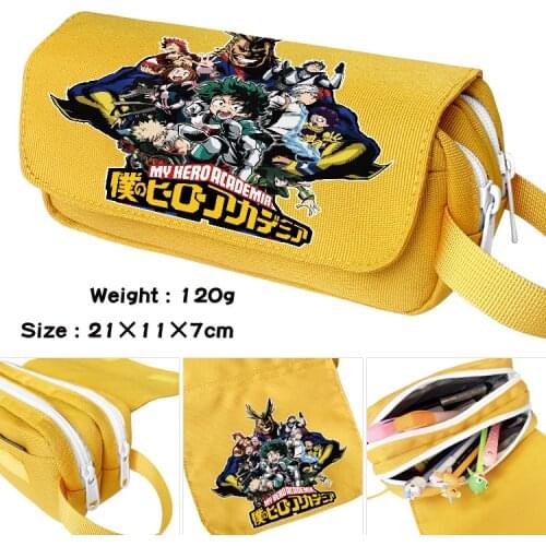 Anime My Hero Academia Cartoon Pen Bag Deku Izuku Shoto Double Zipper School Pencil Case Cosmetic Makeup Storage Box Gift