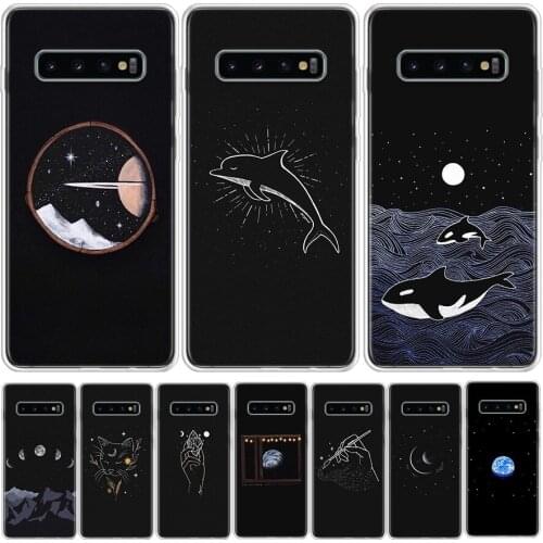 Cute little black dolphin Phone Case For Samsung GalaxyA90 A71 A70 A51 A50 A41 A40 A30 A21 A10 A9 A8 A7 A6Plus M30S A20E A01 A10