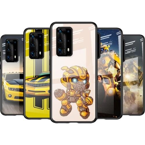 Tempered Glass Cover Hot Bumblebee Sports car For Huawei P40 P30 P20 P10 Pro Plus Lite 5G 2019 Shockproof Shell Phone Case