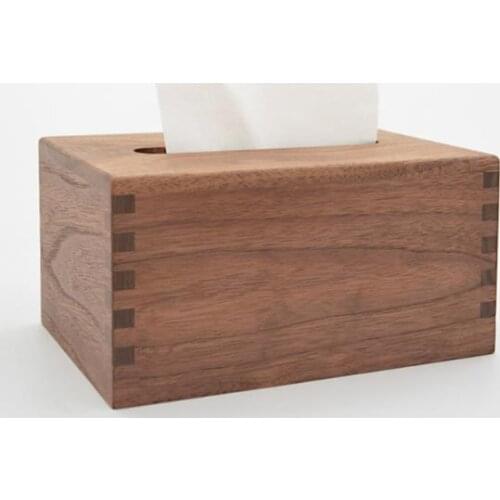 Black Walnut Wood Tissue Box Solid Wooden Tray Creative Home Living Room Tissue Paper Box Tenon Structure Napkin Paper Box