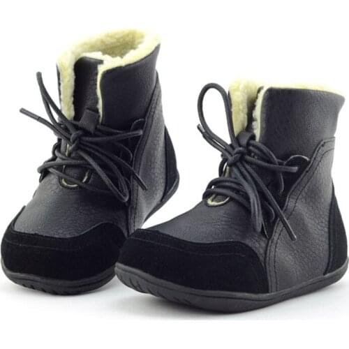 Real leather Children Snow Boots warm lambswool Fur Winter Kids shoes Girls Bootie Baby Boys Ankle Boots