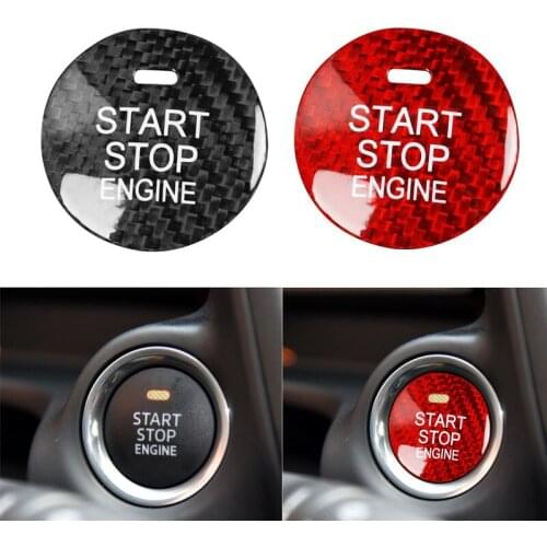 For Mazda CX-8 Angkesaila CX-5 Atez CX-4 MX-5 CX-3 Car Engine Start Stop Switch Button Cover Black/Red Real Carbon Fiber