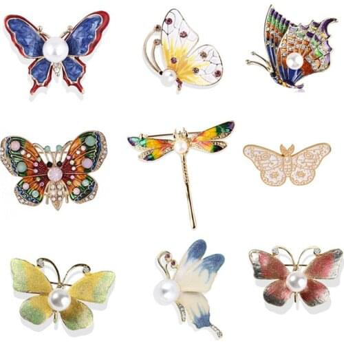 Enamel Animal Bird Butterfly Dragonfly Brooches For Women Girl Wedding Engagement Crystal Brooch Pins Gift