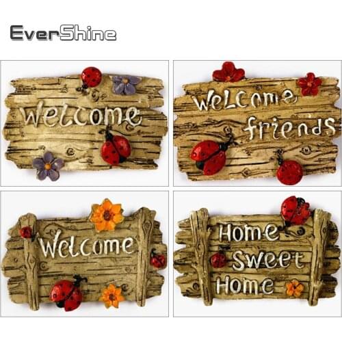 EverShine Diamond Mosaic Text Diamond Painting Welcome Picture Rhinestones Cross Stitch Needlework New Arrivals Handmade Art