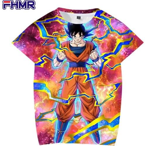 2021 New Cartoon Harajuku T-shirt boys Fashion Casual 3d Printing dragon ball Anime Childrens Short Sleeve Hip Hop Top girls