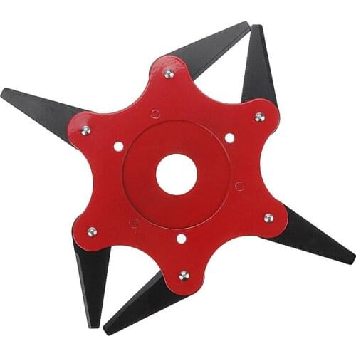 Lawn Mower Trimmer Head 6 Steel Blades Razors 65Mn Lawn Mower Grass Weed Eater Brush Cutter Tool Red For Garden Weed Outdoor