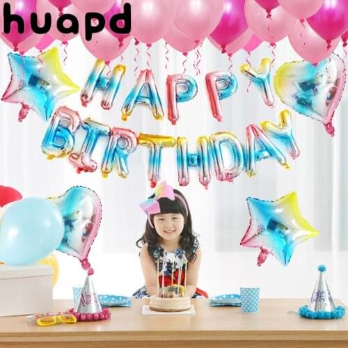 Gradient color love happy birthday letter aluminum foil balloon rainbow balloon wedding birthday party baby shower decoration