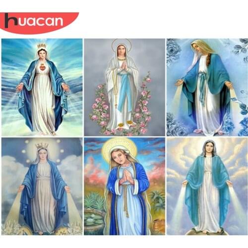 HUACAN Picture By Number Jesus Virgin Acrylic Frame Unique Gift Oil Painting By Number Religion Handpainted Wall Art