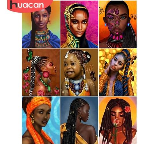HUACAN African Woman Oil Painting Handpainted Unique Gift DIY Frame Pictures By Numbers Girl For Adults Home Decor