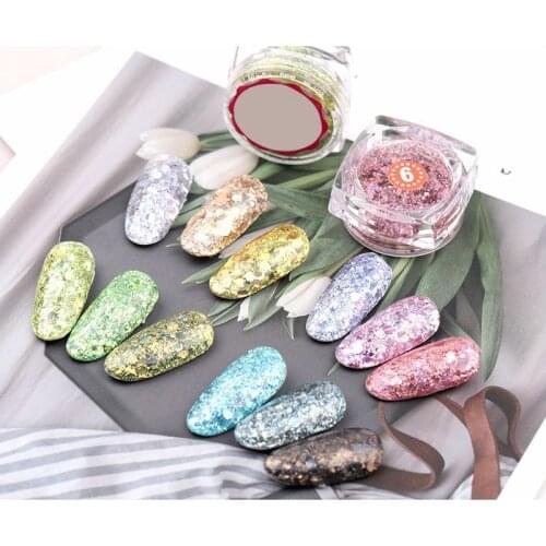 Fashion woman DIY 1 Box Nail Mermaid Glitter Flakes 3D Colorful Sequins Polish Manicure Nails Art Decor Accessories SMJ