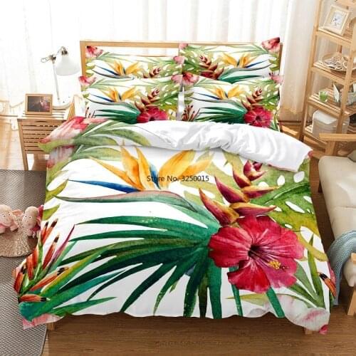 Fashion Design Flowers and Plants Bedding Set Duvet Cover Set 3d Bedding Digital Printing Bed Linen Queen Size Bedding Set