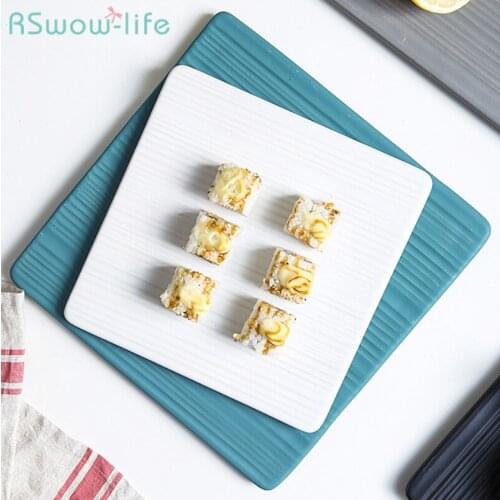 Creative Flat Square Cushion Plate Japanese Style Cooking Ceramics Cake Dessert Swing Plate Western Steak Tray Serving Plates
