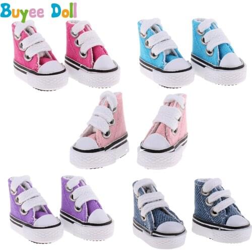 1 Pair Lace Up Canvas Sneaker Shoes 3.5cm Mini Doll Shoes for 1/6 BJD Doll Shoes Colourful Shoes Unisex Dolls Accessories