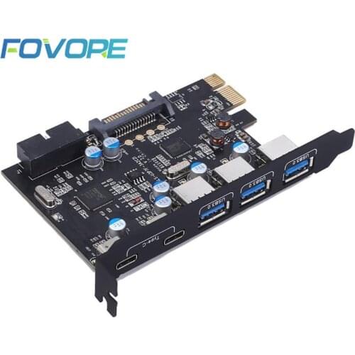 PCI Express Card to 3 PORTS USB 3.0 2 PORTS USB3.1 Type C Internal USB 3.0 20PIN 7 Ports USB HUB pcie to Tyoe-c expansion Card