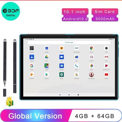 10.1 Inch Android 9.0 Tablet Pc Android Tablet Octa Core 4GB RAM 64GB ROM 3G/4G Network Mobile Phone Call AI Speed-up Touch Pen