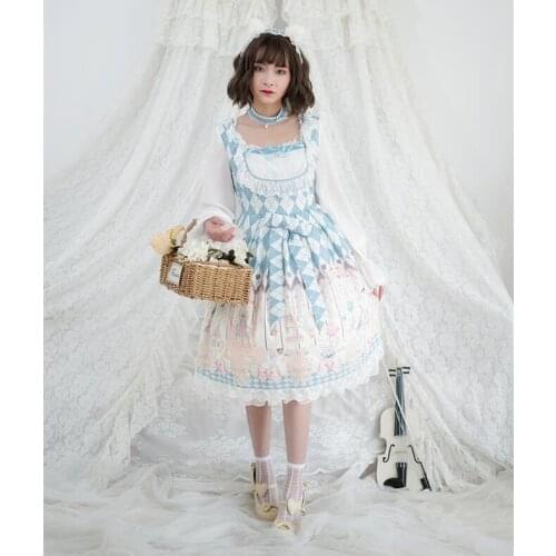 Princess tea party sweet lolita dress vintage lace bowknot square collar cute printing victorian dress kawaii girl op loli cos
