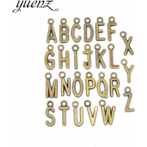 YuenZ 20pcs Alphabet Letter Antique bronze Color Charms Jewelry Handmade Pendants Jewelry Making Handmade DIY Bracelet 15*10mm