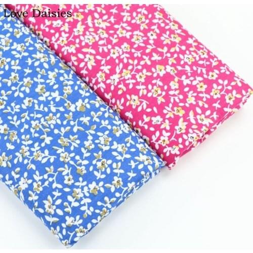 100% cotton twill pastoral FUCHSIA yellow khaki small flower floral fabrics for DIY bedding apparel dress patchwork handwork