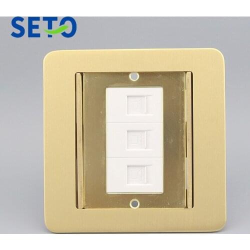 SeTo Concealed Type Floor Socket Three Ports RJ45 Cat5e Network Panel Waterproof Wall Plate Keystone Floor Receptacle