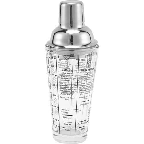 400Ml Bottle Mix Main Glass Transparent Scale Cocktail Shaker 304 Stainless Steel Rod And Glass Vibrator Bar Tool