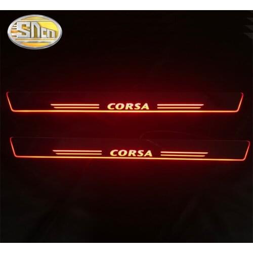 SNCN 4PCS Car LED Door Sill For Opel Corsa B D E 2016 2017 2018 Ultra-thin Acrylic Dynamic LED Welcome Light Scuff Plate Pedal