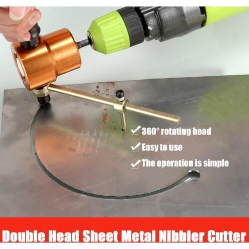 Premum Metal Cutting Machine 160A Double Head Sheet Metal Nibbler Cutter for Drill 360 Degree Adjustable Metal Electric Cutter