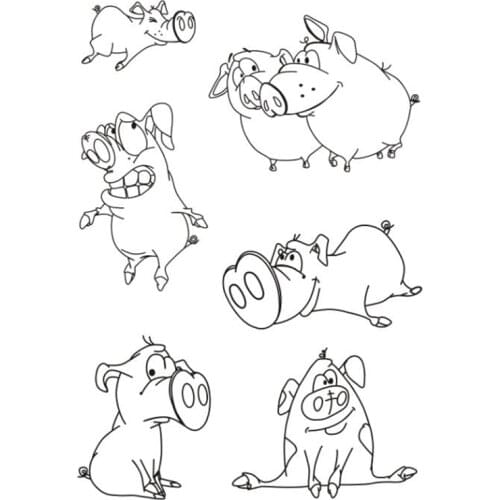 Eno Greeting Scrapbooking Stamp Funny 6 Pig Stamps Clear Silicone Crafting Stamps Card Making Supplies