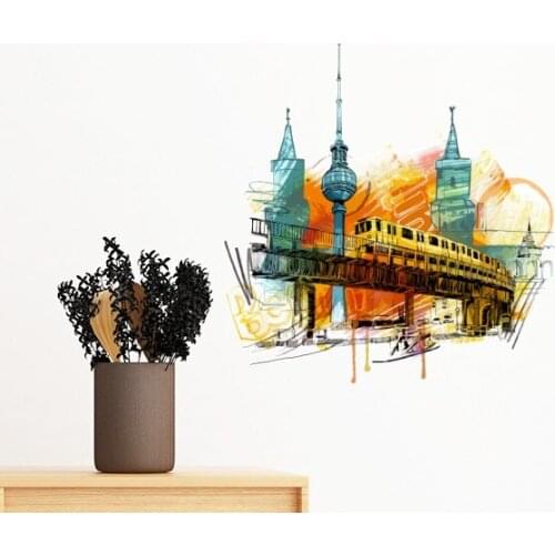 Tokyo Japan Light Rail Train Tower Removable Wall Sticker Art Decals Mural DIY Wallpaper for Room Decal