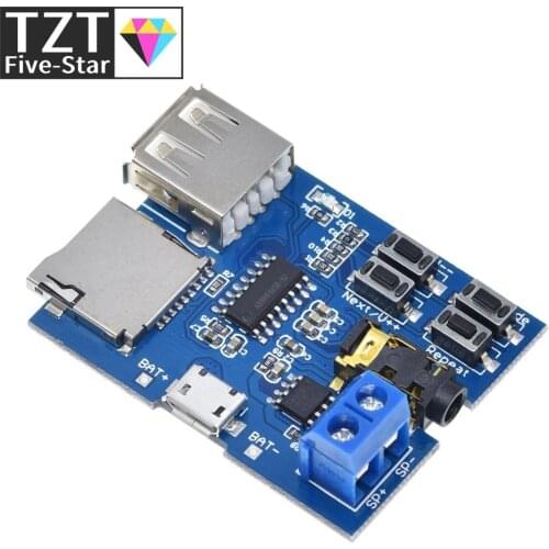 TZT Mp3 nondestructive decoder board Built-in amplifier mp3 module mp3 decoder TF card U disk decoding player