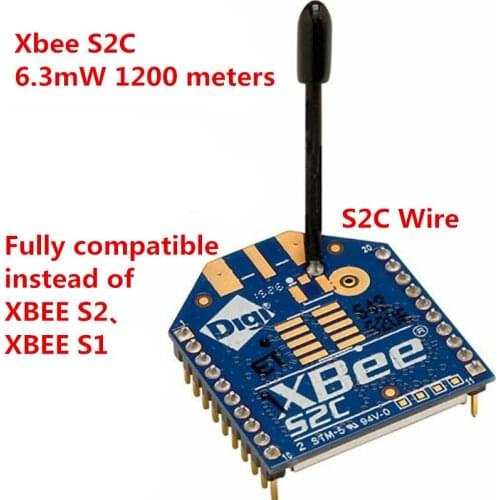 Xbee S2C 6.3mW 1200 meters Zigbee Wireless data transmission module Wire UFL S2 S1 Telescopic antenna U.FL.RF connector