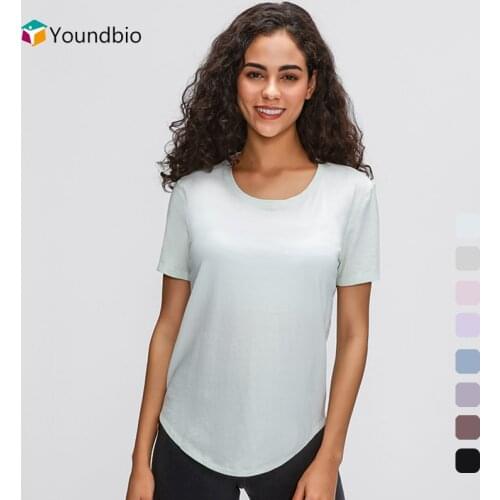 YOUNDBIO 2021 Cotton Loose Sport T-Shirt Women Summer Workout Yoga Tank Top Fitness Push Up Blouse Casual Female Clothes Shirts