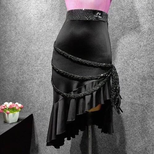 Latin Dance Skirt Personality Braided Hair Adult New Style Dance Skirt Irregular Training Skirt Rumba Salsa Dance Costume B1213