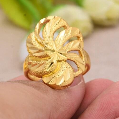 Annayoy Dubai African Fleurs Gold Color Rings for Women Man Arabian Jewellery Little Bangs Woman Mama Best Gifts