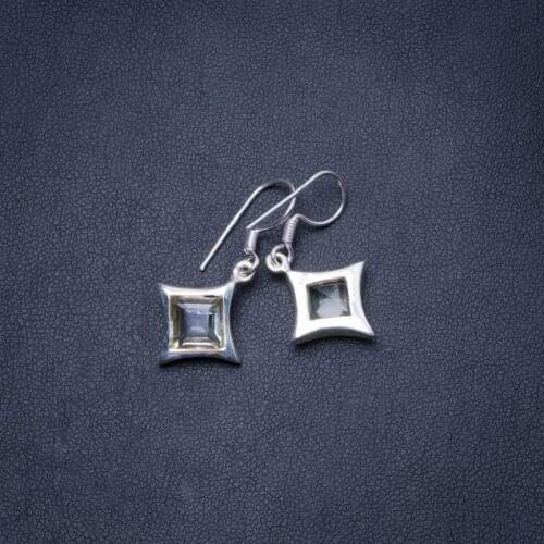 Natural Green Amethyst Handmade Unique 925 Sterling Silver Earrings 1.25" Y0744