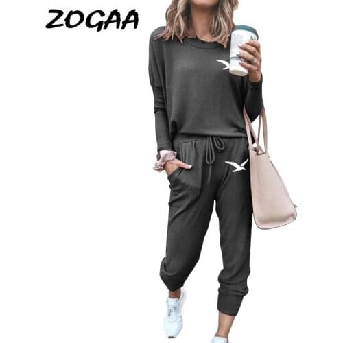 ZOGAA Sets Women Fall Winter New Womens Loose Solid Long-sleeved Casual Suits Trendy Pullovers 2 Piece Suits All-match Outfits