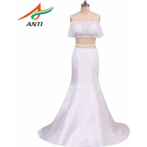 ANTI New Arrival 2018 Mermaid Boat Neck White Lace 2 Piece Sexy Elegant Long Evening Dresses Evening Gown Prom Dresses Prom Gown