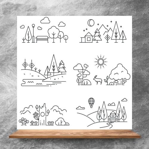 ZhuoAng Mountain Path Clear Stamps/Silicone Transparent Seals for DIY Scrapbooking Photo Album Clear Stamps 15x15cm