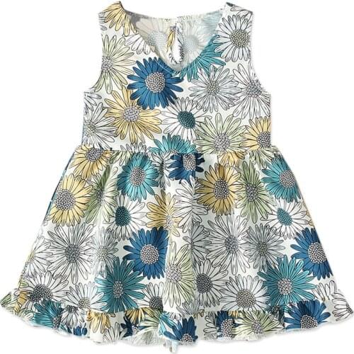 0-5Yrs Hawaii Sundress Soft Children Girls Sleeveless Dress Summer Infant Kids Clothing Outfts