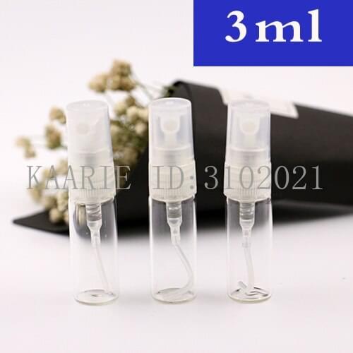 100/300pcs High Quality 3ml Clear Glass Spray Bottle Portable Perfume Atomizer Mini Sample Test Tube Bottle Thin Glass Vials