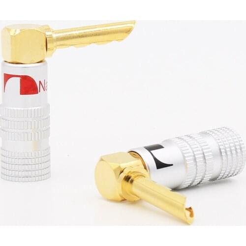 12pieces Nakamichi 24K Gold Plated Right Angled Nakamichi BFA Z banana plug for cables up to 6 mm2 screw Locking bannana plug