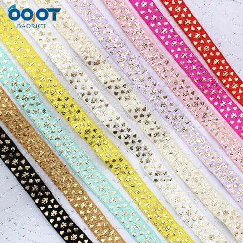 16mm,10 yards Hot gold love Elastic Foldover Elastics Stretch Hair Ties Headbands for Baby Girls Hair Bow,E-20508-899