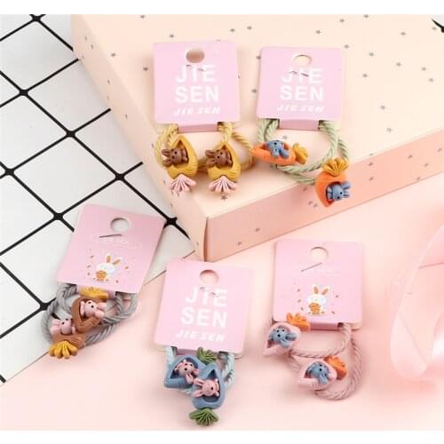 2Pcs/Set Cartoon Radish Carrots Hair Bands Cute Hair Ties for Baby Kids Children Hair Accessories Headwear Gifts Ponytail Holder