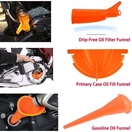 3pcs Motorcycle Crankcase Fill Primary Case Oil Fill Drip-Free Wear-resistant oil filling funnel For Harley Touring