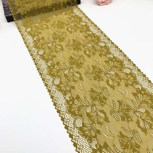 3y/lot Width 22cm Ginger Yellow Stretch Lace Trim For Clothing Accessory Dress Sewing Applique Costume Lace Fabric
