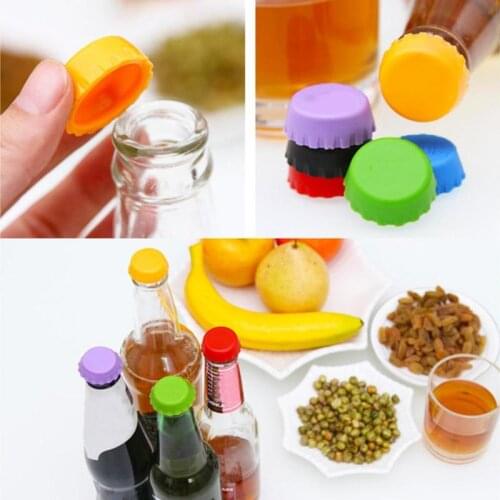 6pcs/set Silicone Colorful Bar Wine Stopper Fresh Keeping Bottle Cap Beer Beverage Bottle Cap Corks Kitchen Champagne Closures