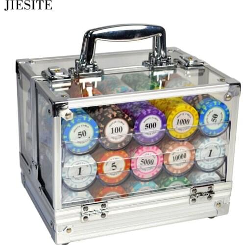 600/1000PCS Clay poker Chip Sets Texas Hold'em poker chips Box poker coin 14colors and denominatn 14g/pcs