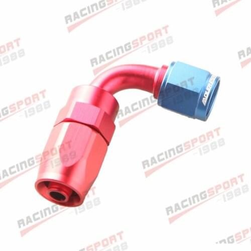 -6AN 6AN 90 Degree Swivel Oil Line Hose End Fitting Adapter Red/Blue
