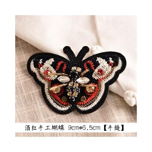 Butterfly bee diamond garment accessories high quality beaded applique patches for clothing socks/shoes/sweater/bag decoration