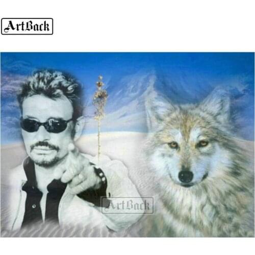 5d diamond painting JOHNNY HALLYDAY wolf full square French singer portrait 20x30cm mosaic diamond embroidery home decoration